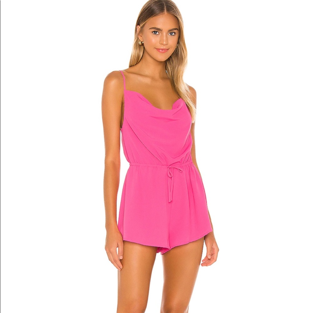 Superdown Cowl Neck Romper in Pink